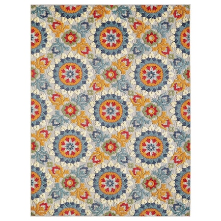 Palacedesigns Orange Floral Lattice Indoor or Outdoor Area Rug - Ivory - 8 x 10 ft. PA3676829
